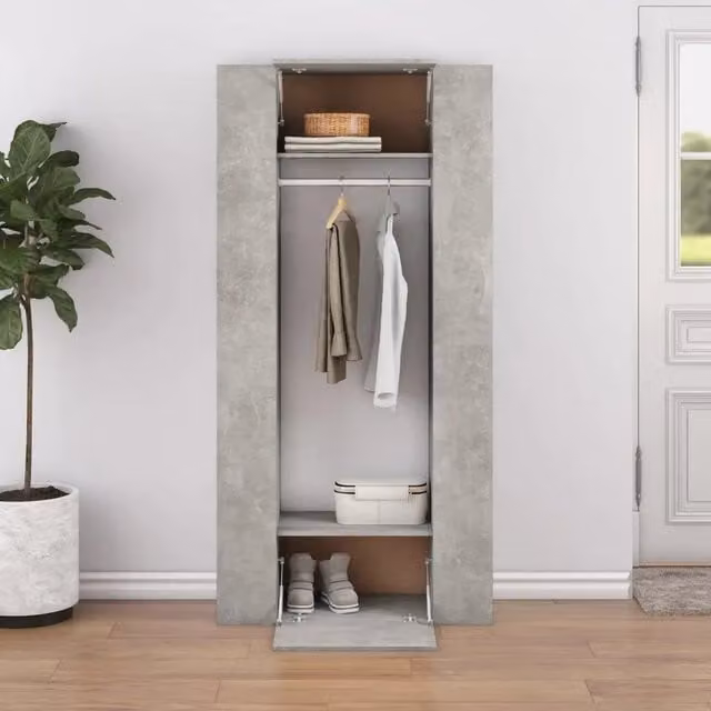 Set di mobili da corridoio vidaXL in legno multistrato grigio opaco con ante a battente e appendiabiti