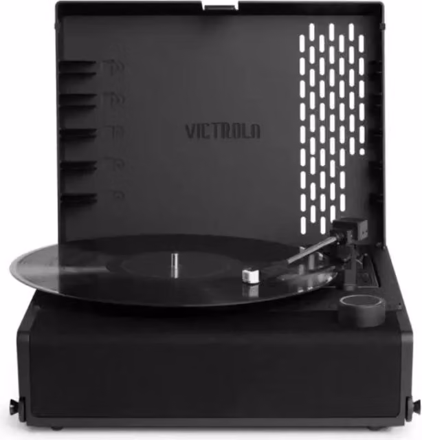 Victrola Revolution Go Black - Giradischi ricaricabile con Bluetooth e trazione a cinghia