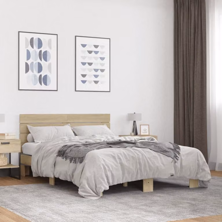 Giroletto vidaXL in Rovere Sonoma e Metallo, L 140 x P 200 cm