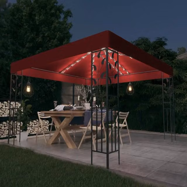 Gazebo vidaXL con stringa di luci LED rosso L: 300 cm, P: 300 cm, H: 250 cm – 1