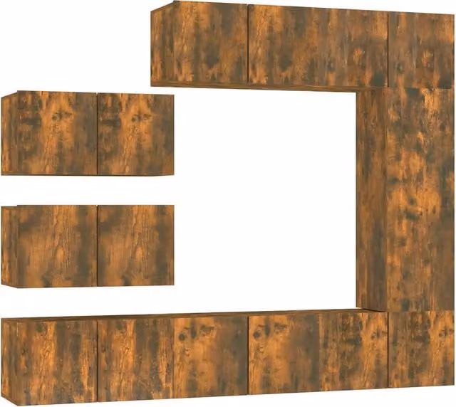 Set Mobili Porta TV 8 pz | Armadietto TV | Mobile Porta TV Rovere Fumo in Legno Multistrato