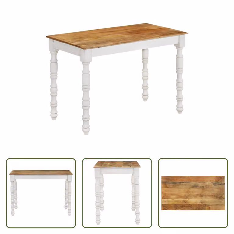 The Living Store Tavolo da pranzo 110x60x76 cm in legno massiccio di mango