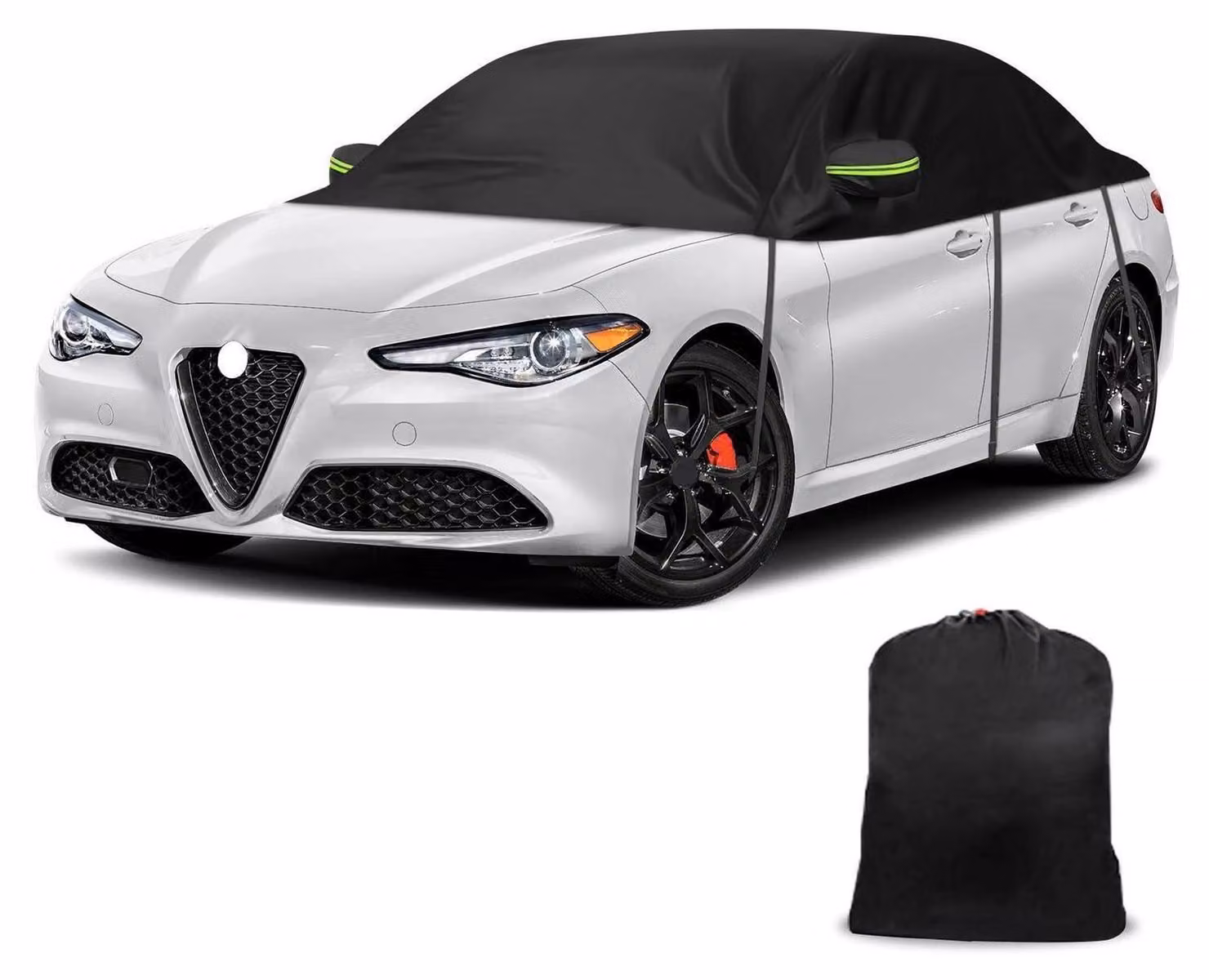 Copertura parziale per auto, compatibile con Alfa Romeo Giulia dal 2016 al 2025, impermeabile, antivento, riflettente, protezione per tutte le condizioni atmosferiche