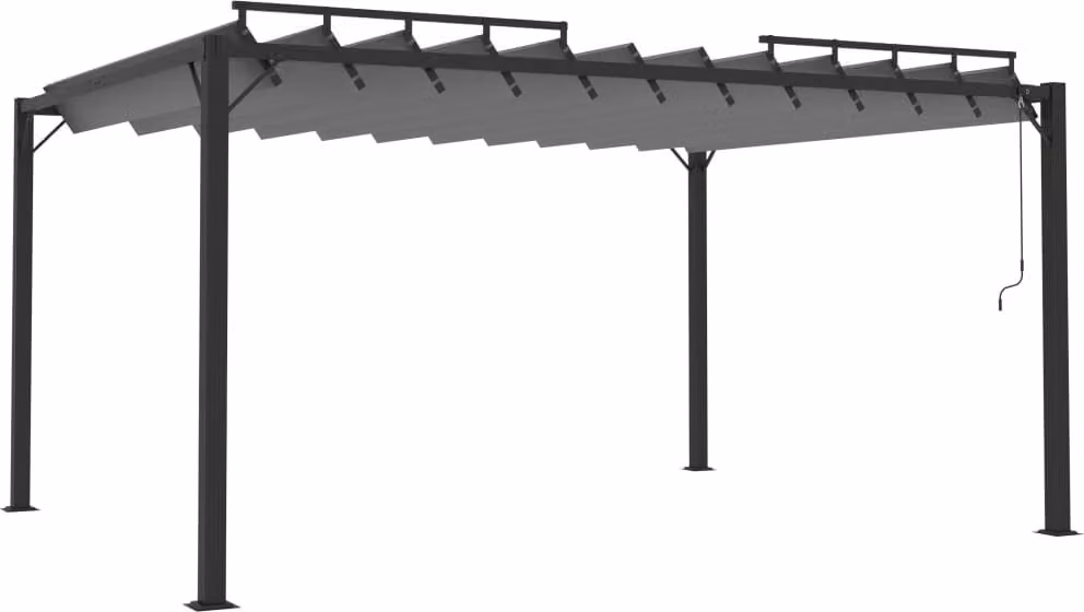 Gazebo con Tetto a Lamelle 3x4 m in Tessuto Antracite/Alluminio