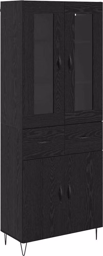 Credenza Rovere Nero 69,5 x 34 x 90 cm Legno multistrato