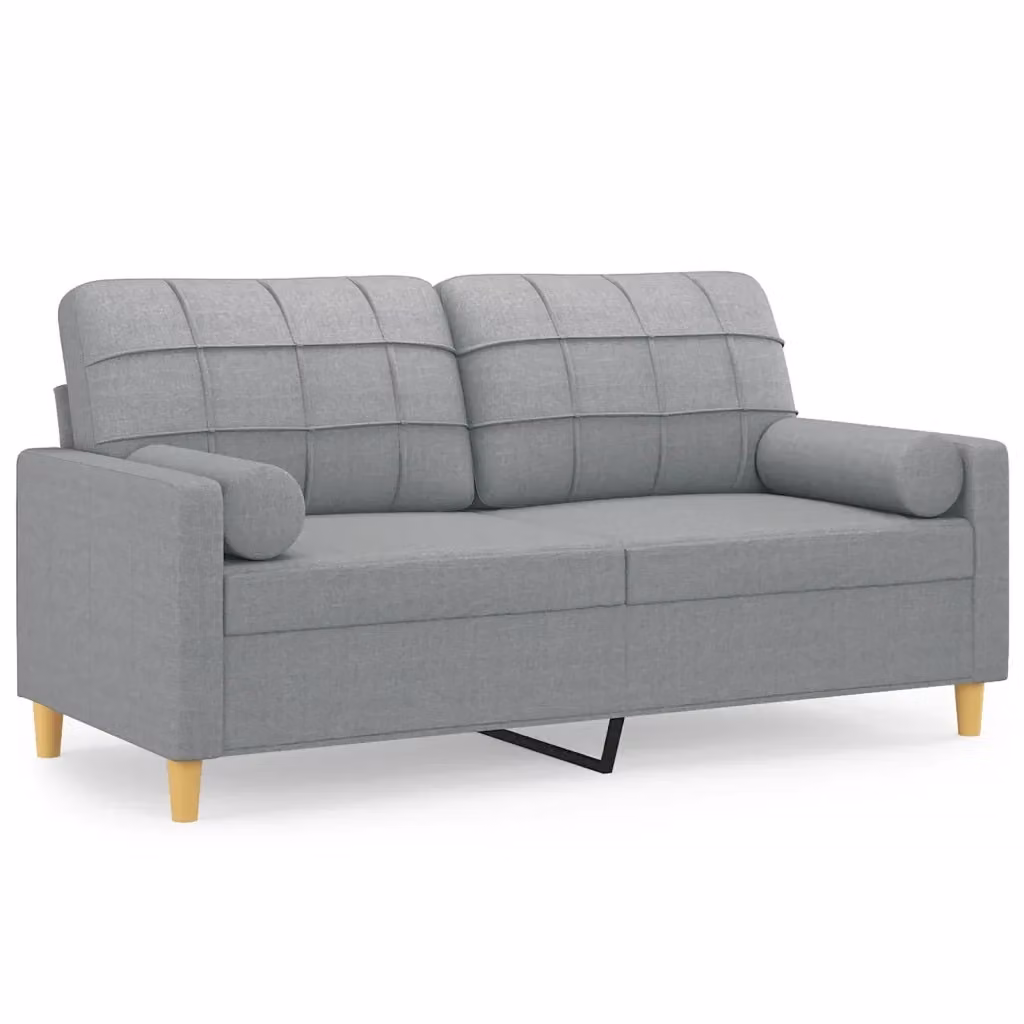 Divano a 2 posti moderno vidaXL in tessuto grigio con cuscini e coperture rimovibili – 2