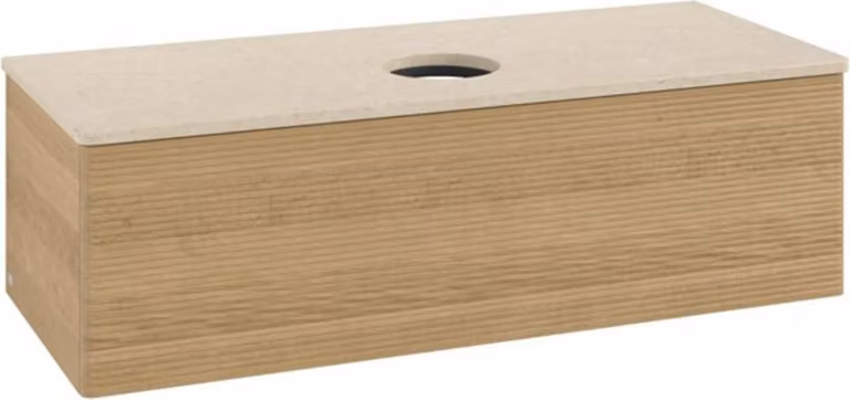 Mobiletto V&B con struttura frontale, con illuminazione Antao 120x36x50cm, WBP colore botti., rovere miele
