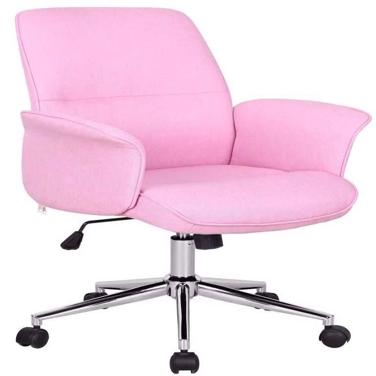 Sedia da ufficio girevole in tessuto rosa 0704M/3673