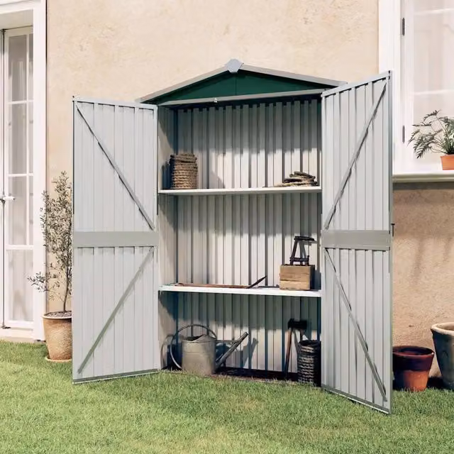 Capanno da Giardino Verde 116x45x175 cm in Acciaio Zincato