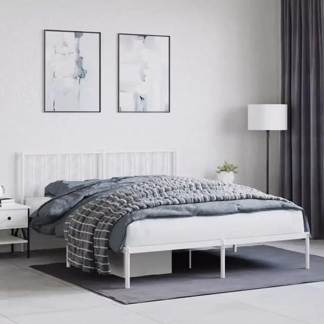 Letto con testiera in metallo bianco vidaXL L/P: 160 x 200 cm