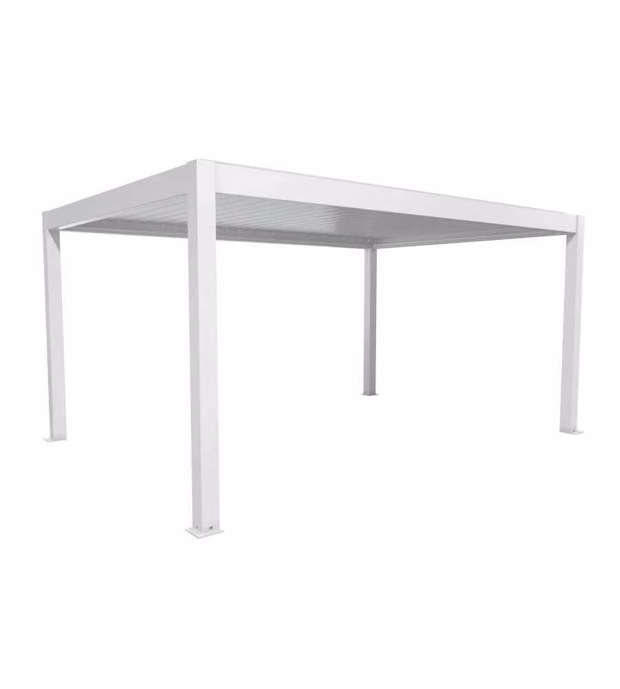 Pergola in Metallo Bianca 515,5 x 367,5 cm con Copertura a Lamelle