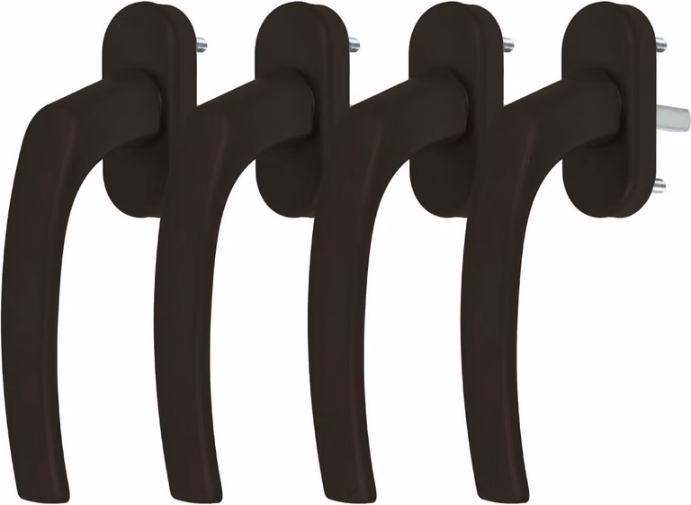 4 x maniglia in alluminio per finestre in marrone RAL 8019 - lunghezza perno 30 mm