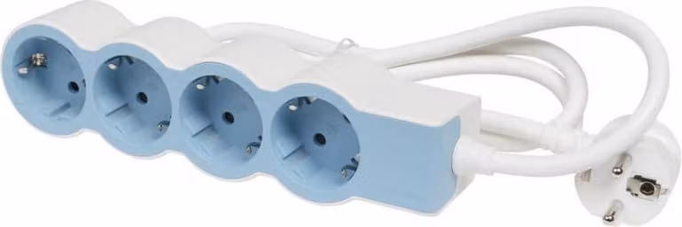 Presa piatta Legrand 4x presa di corrente, cavo da 1,5 metri Soft Blue 694554