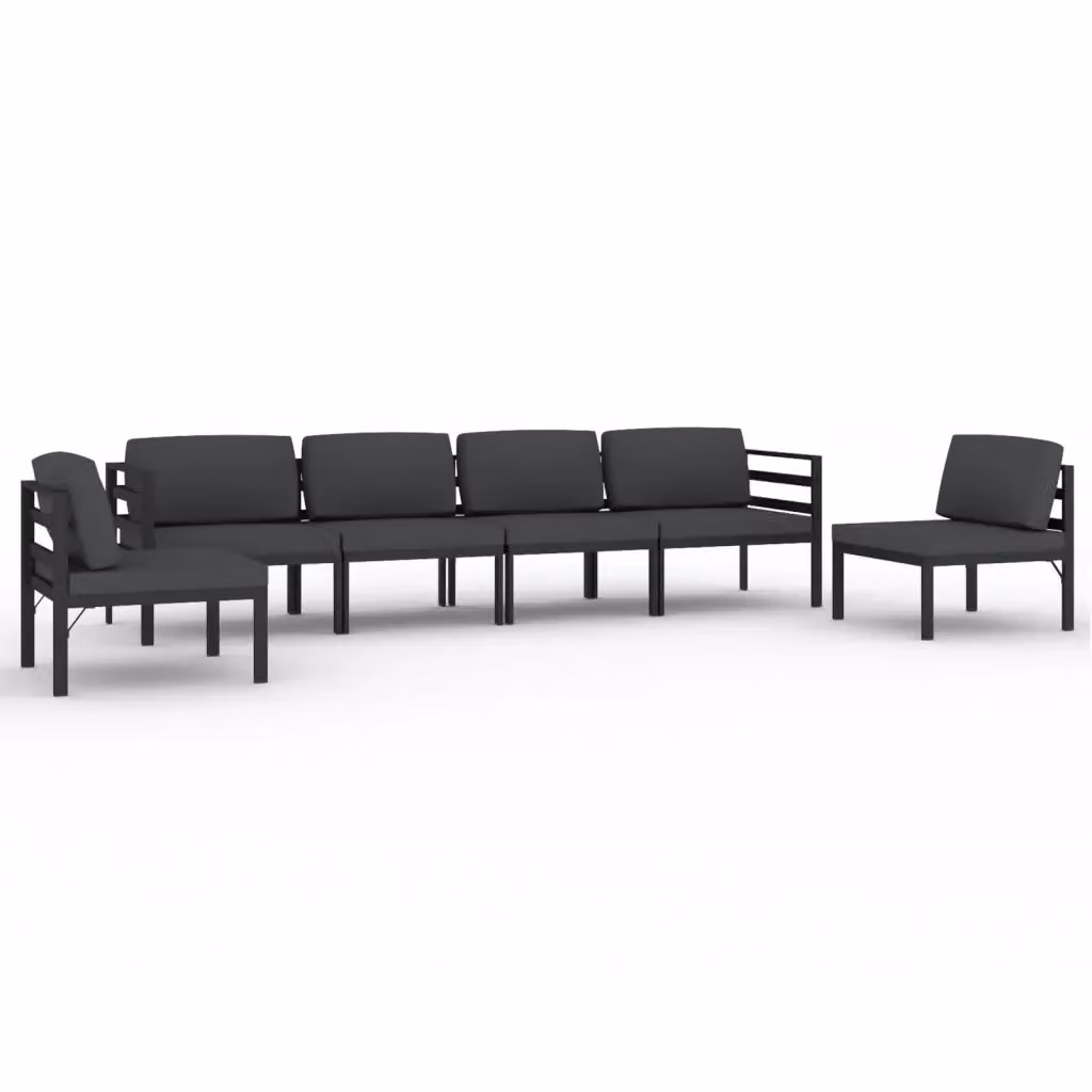 Set di divani da giardino vidaXL 6 pz in alluminio antracite con cuscini imbottiti – 2