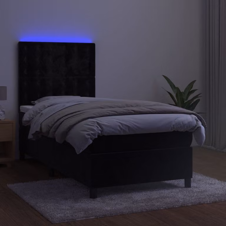 Maison Exclusive - Letto a Molle con Materasso e LED Nero 90x190 cm in Velluto