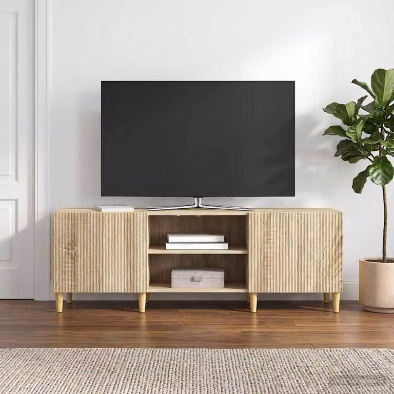 Mobile TV vidaXL in legno ingegnerizzato color rovere sonoma e beige, L 150 x P 31 x H 50 cm