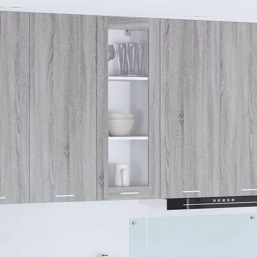 Armadio pensile da cucina vidaXL con ante in vetro, Grigio, L: 40 cm, P: 31 cm, H: 100 cm