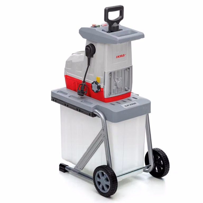Trituratore elettrico a rulli IKRA Trituratore da giardino ILH 2800| 2800 W | Rami fino a 44 mm | Inserimento automatico dei rami | Ritorno | incl. contenitore di raccolta da 60 L e spintore