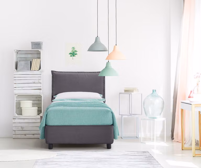 Kit Letto Singolo Contenitore ARLES + Materasso FASHION 2.0 Grigio