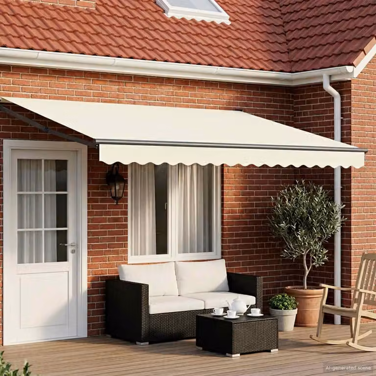 vidaXL Tenda retrattile manuale con LED in poliestere, colori beige e antracite, L 5 m x P 3 m