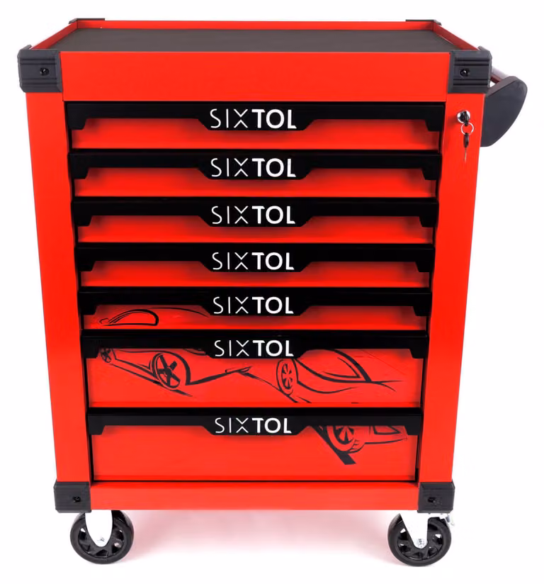 Carrello portattrezzi da officina MECHANIC KEVIN, colore rosso, con 7 cassetti