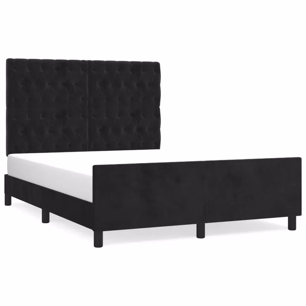 Giroletto vidaXL in velluto nero con struttura in legno di larice e doghe piatte, L/P/H: 190 x 140 x 30 cm – 2