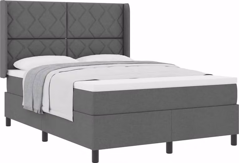 Letto a molle con materasso grigio scuro 140 x 200 cm in tessuto