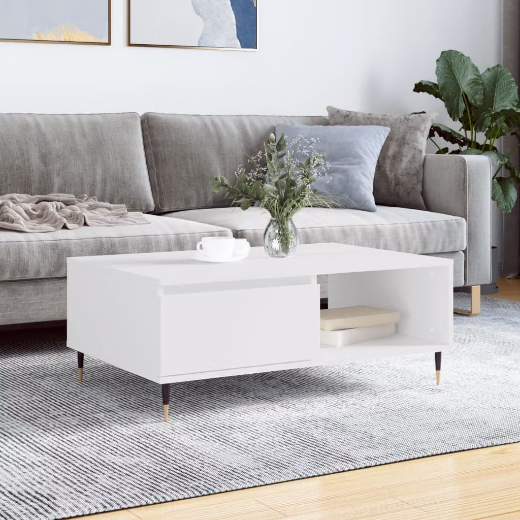 Maison Exclusive - Tavolino bianco 90x60x35 cm Materiale ligneo