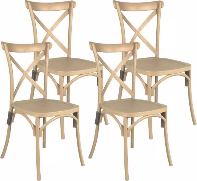 Set 4 Sedie 88x44x49 cm in Polipropilene Tortora