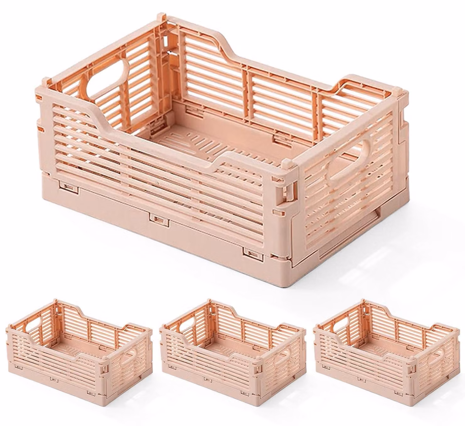 Omgoods - Set di 4 Ceste Pieghevoli - Contenitori Impilabili e Resistenti per Ogni Ambiente