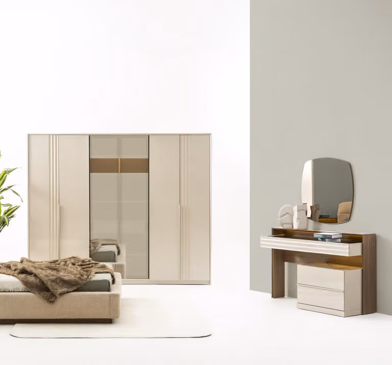 Elegante set da camera da letto in 3 pezzi con contenitore e specchio per la tua casa