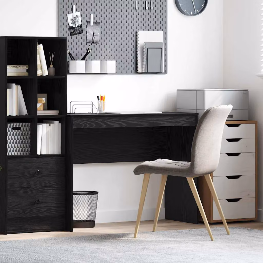 Scrivania da computer vidaXL in stile minimalista, colore nero e rovere, L 100 x P 40 x H 76 cm