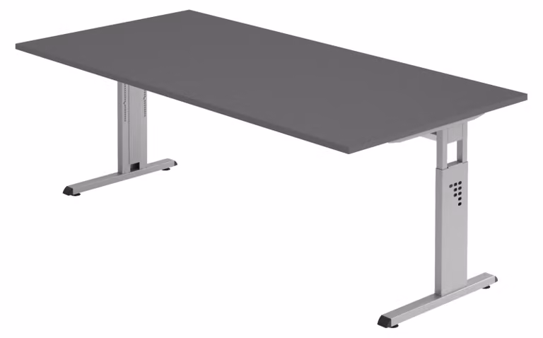 bümö Scrivania Serie-O - Struttura: argento, decorazione: grafite, dimensioni: 200 x 100 cm