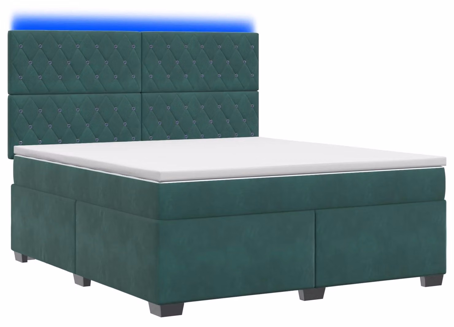 Letto a molle con materasso verde scuro 140 x 190 cm in velluto
