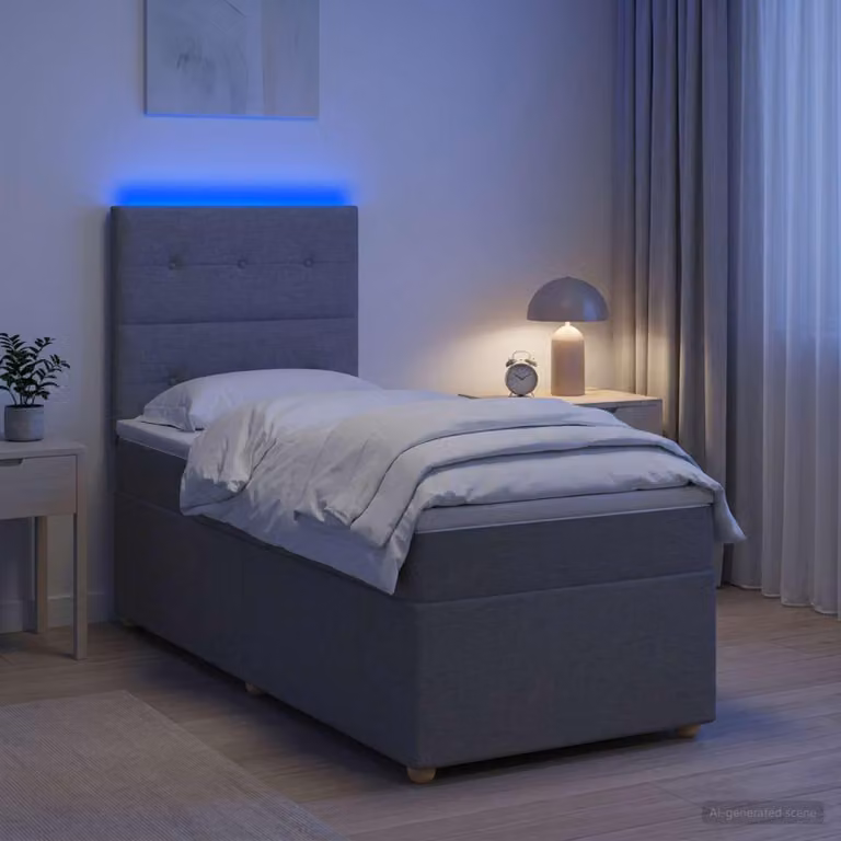 Maison Exclusive - Letto boxspring con materasso Grigio chiaro 90 x 190 cm Tessuto