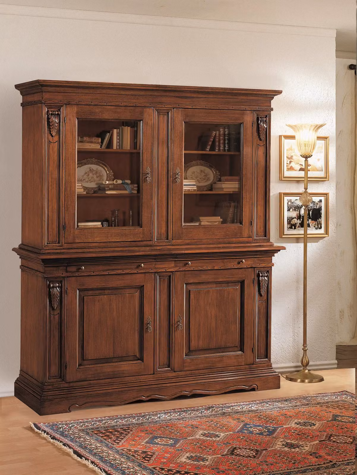 Cristalliera a 4 porte con ante in vetro Mobili 2G colore noce L: 213 cm, P: 54 cm, H: 226 cm – 2