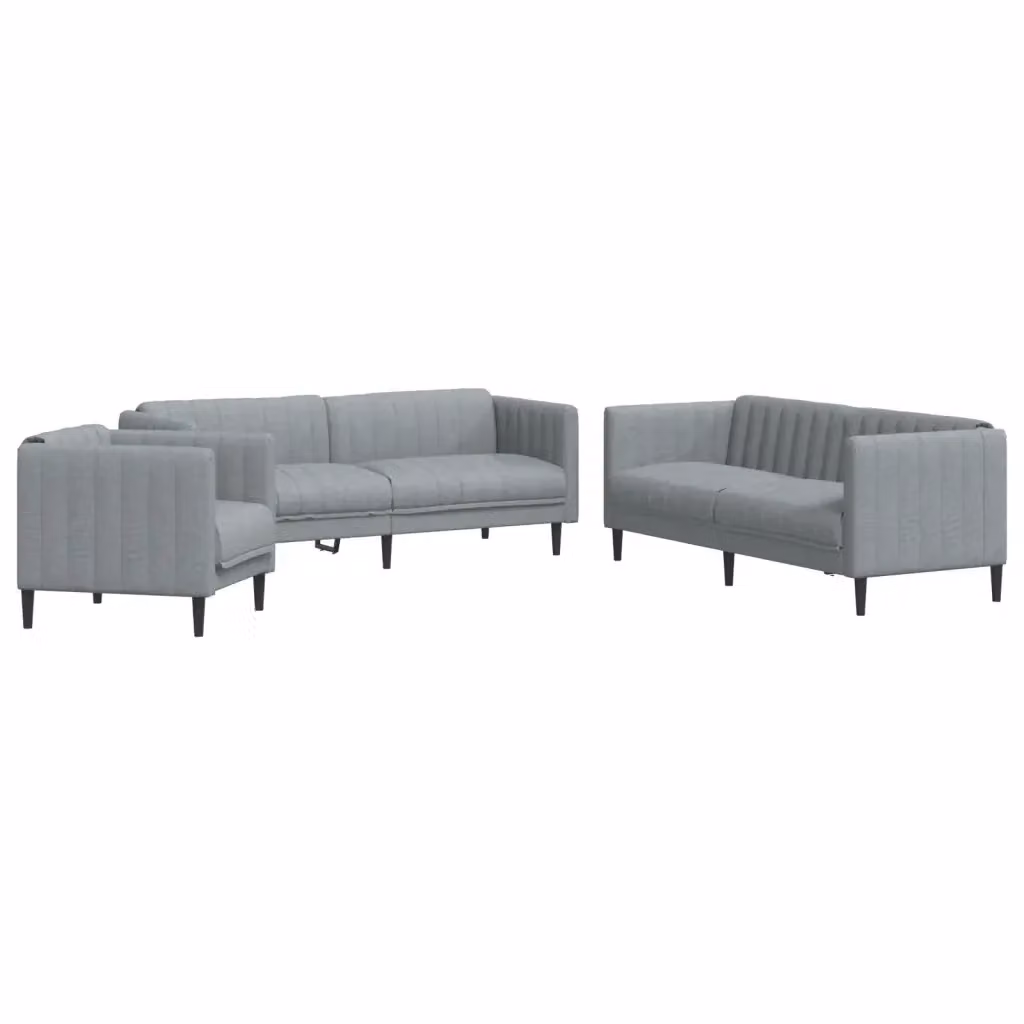 Set di divani 3 pezzi vidaXL in tessuto grigio per soggiorno con design moderno e cuscini inclusi – 2