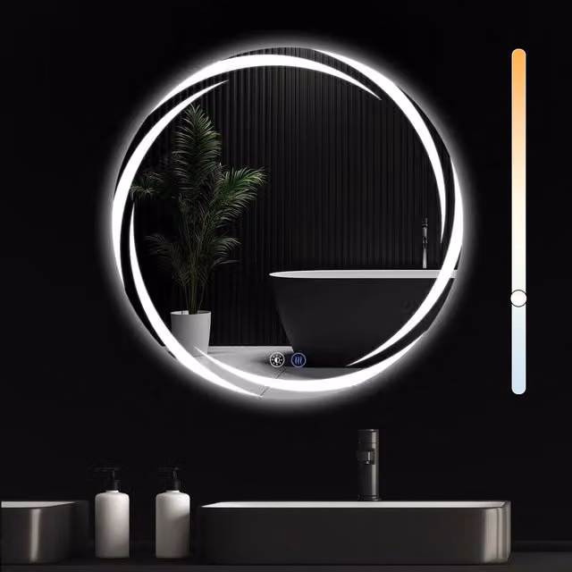 Specchio da bagno rotondo ZMH con illuminazione LED dimmerabile e funzione touch IP44 bianco – 1
