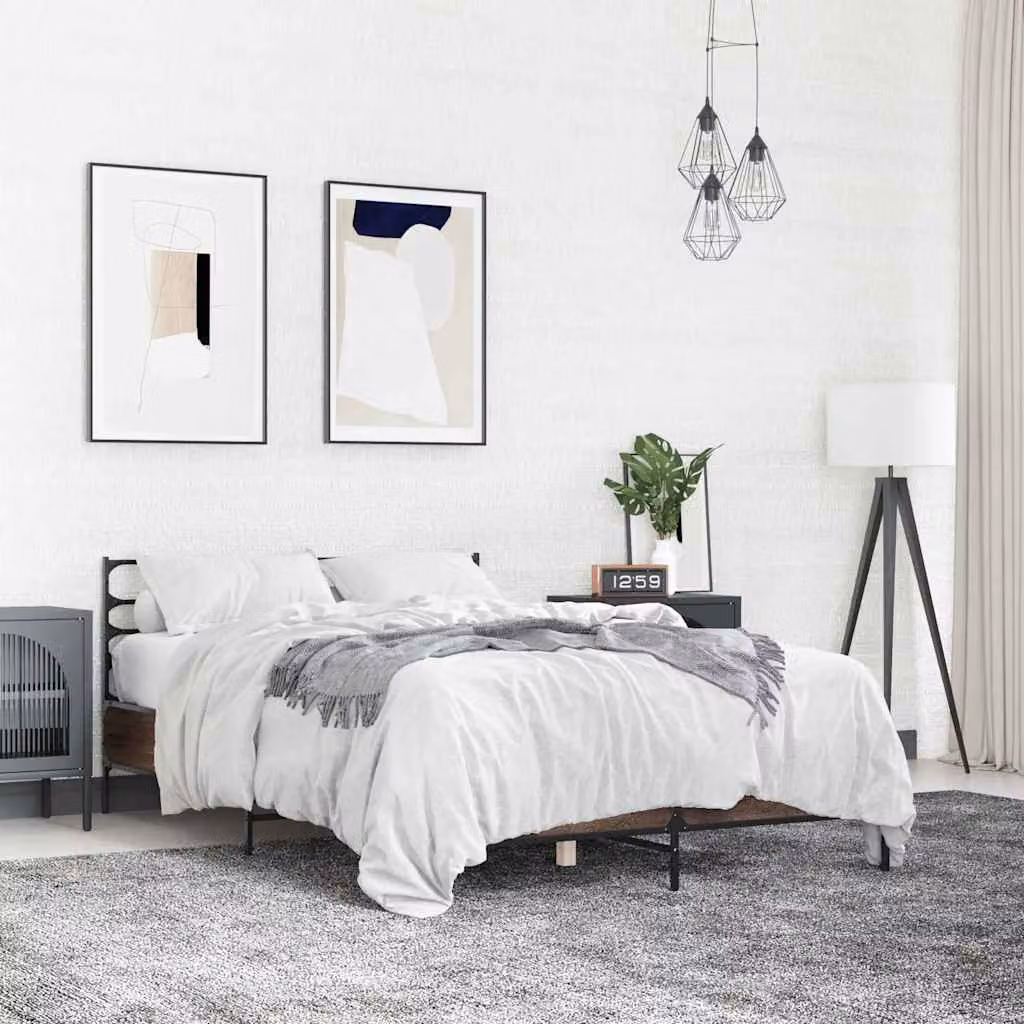 Giroletto vidaXL in Rovere Marrone e Bianco con Struttura in Legno e Metallo L/P: 120 x 200 cm