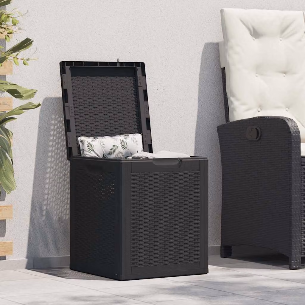 Baule da giardino vidaXL in rattan nero con capacità di 90 L