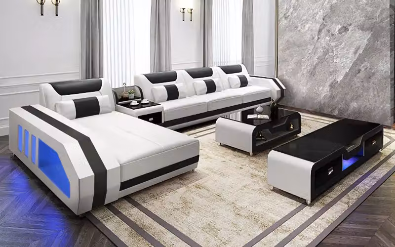 Ecksofa Polster Ecksofa L-Form Couchtisch Modernes Sofa Wohnlandschaft 2tlg.