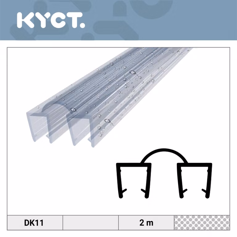 Guarnizione per doccia 10 x 2 m per vetro da 6-7 mm – Guarnizione di ricambio in PVC per porta doccia, guarnizione per cabina doccia DK11