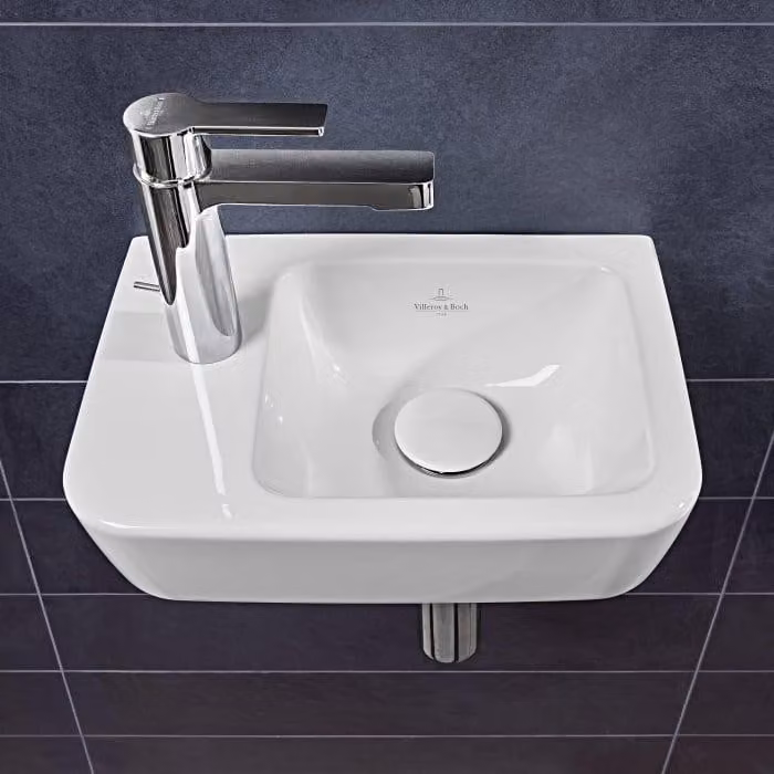 Villeroy & Boch O.Novo Lavabo senza troppopieno, vasca a destra, foro per rubinetto a sinistra, 36x25x14,5 cm, bianco CeramicPlus