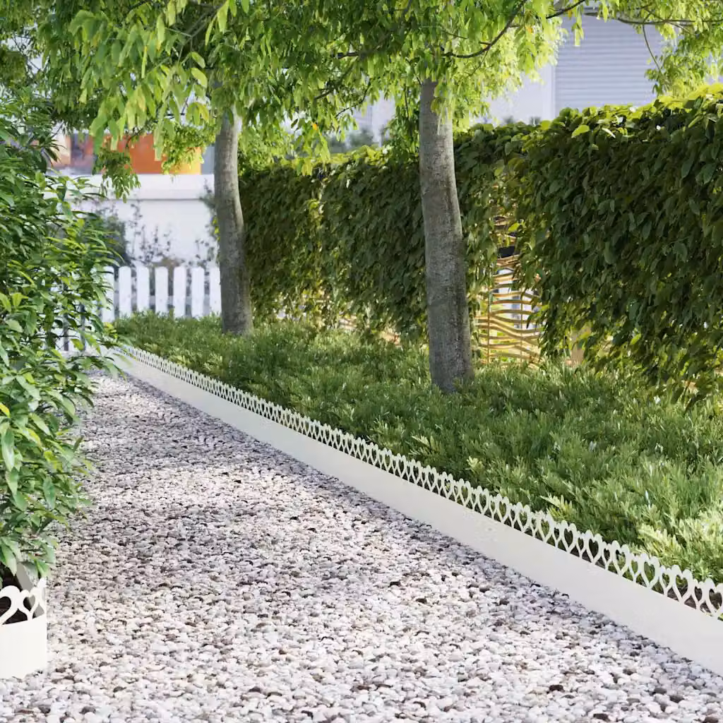 Set di 30 bordure per prato vidaXL in acciaio bianco, L: 103 cm, P: 0,05 cm, H: 22 cm
