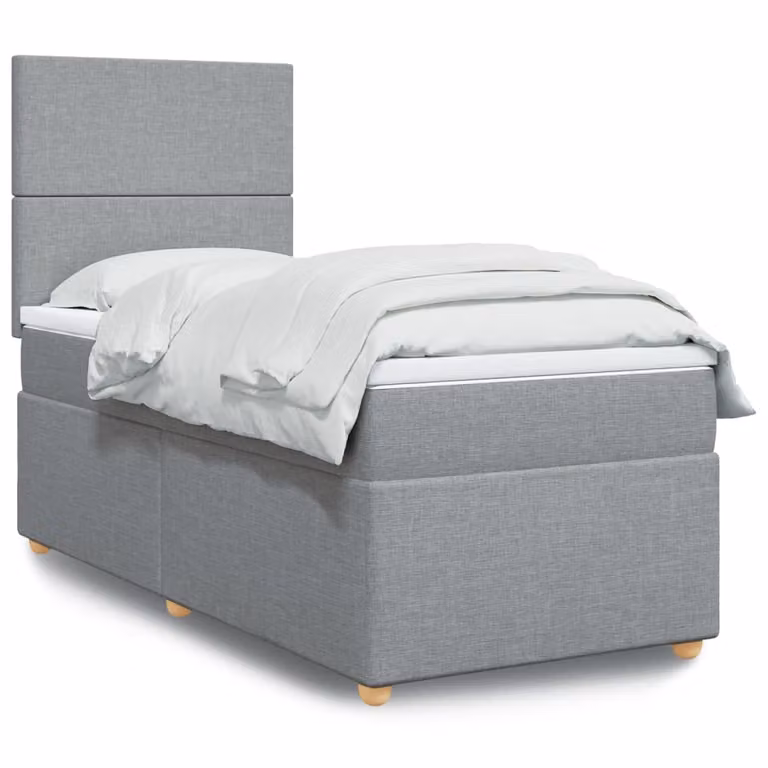 vidaXL Giroletto a Molle Ibrido con Materasso in Tessuto Grigio e Bianco L/P/H: 200 x 80 x 150,5 cm