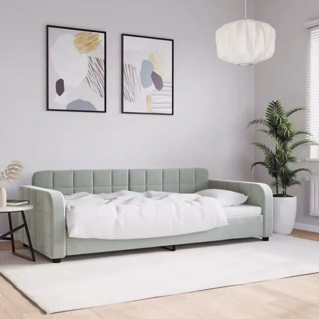 Letto da giorno moderno vidaXL in velluto grigio per camera da letto o soggiorno – 1