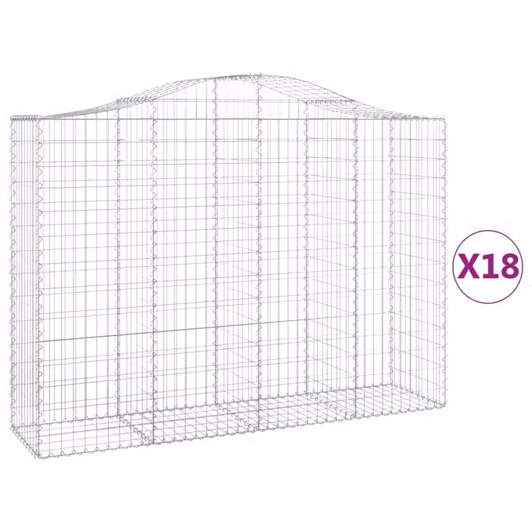 Cesti Gabbioni ad Arco 18 pz 200x50x140/160 cm Ferro Zincato
