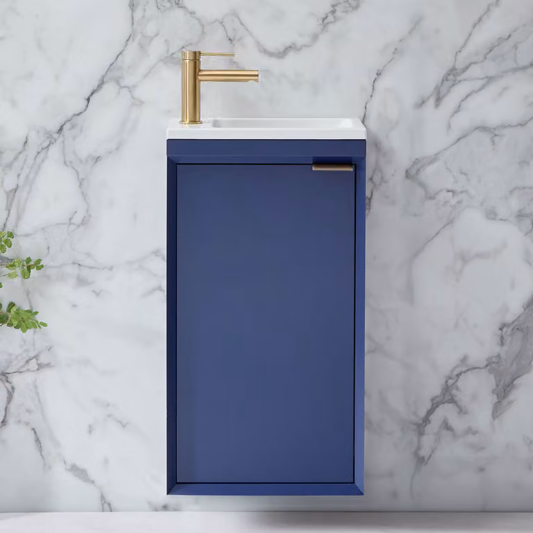 Mobile Bagno Sospeso Antracite 400mm con Lavabo e Maniglia con Impugnatura a Dito Cromata - Edge