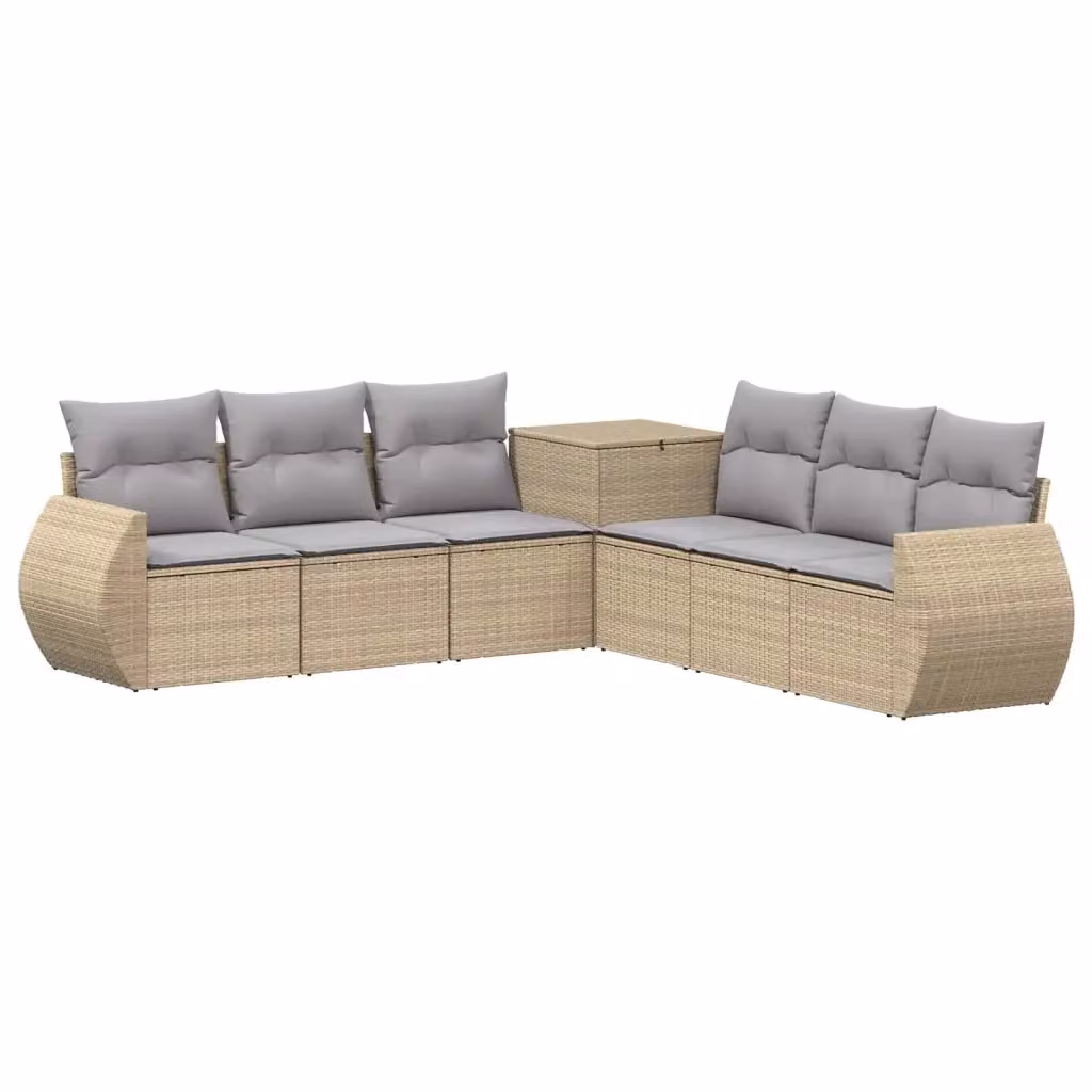 Set di divani da giardino a forma di U vidaXL composto da 7 pezzi in beige e grigio con struttura in metallo e cuscini inclusi – 2
