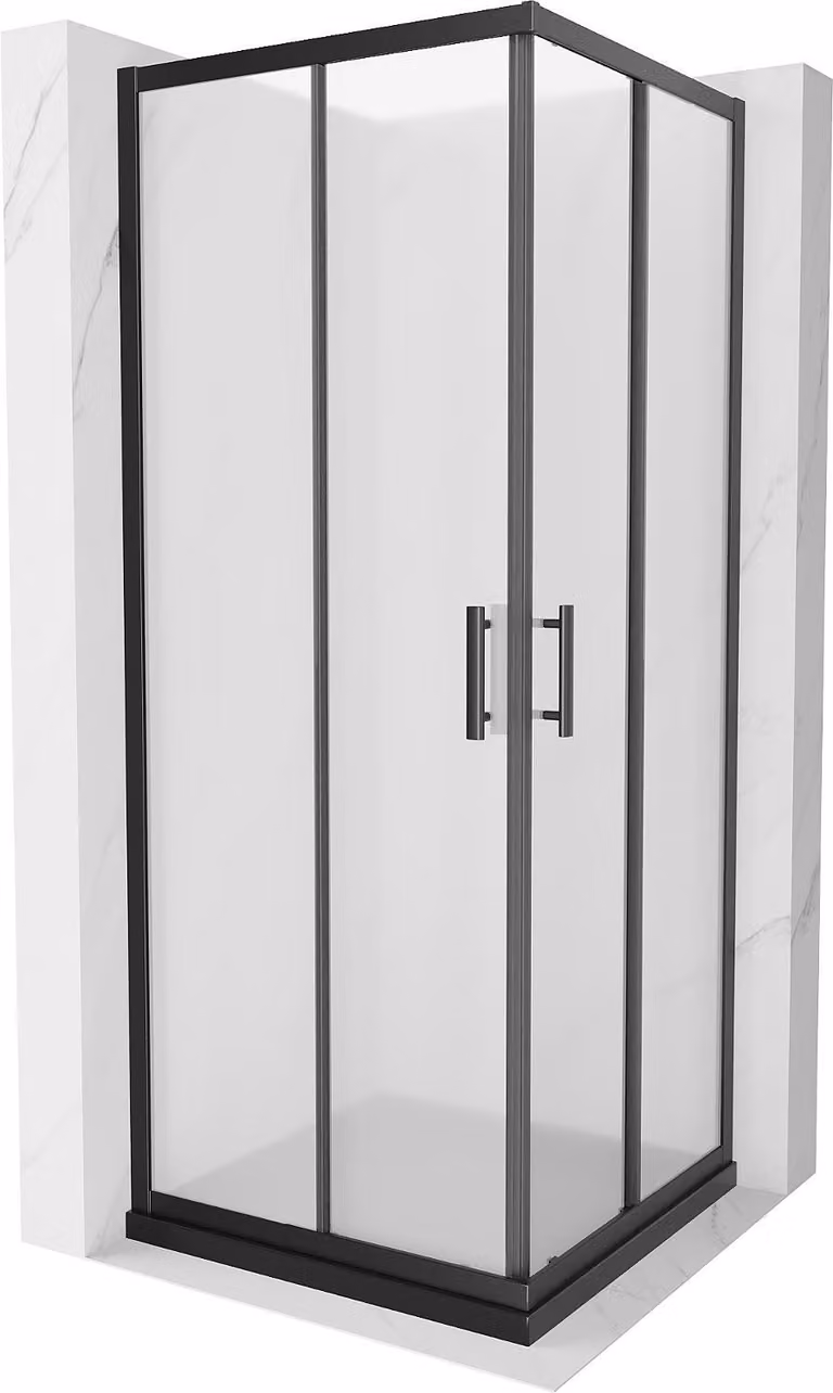 Mexen Rio cabina doccia quadrata 80 x 80 cm, brina, nero + piatto doccia Flat, nero - 860-080-080-70-30-4070B
